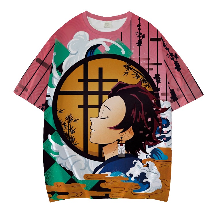 Áo Thun Tay Ngắn Cổ Tròn In Hình Anime Tanjirou Nezuko Merchandise Thời Trang Mùa Hè Cho Nam Và Nữ