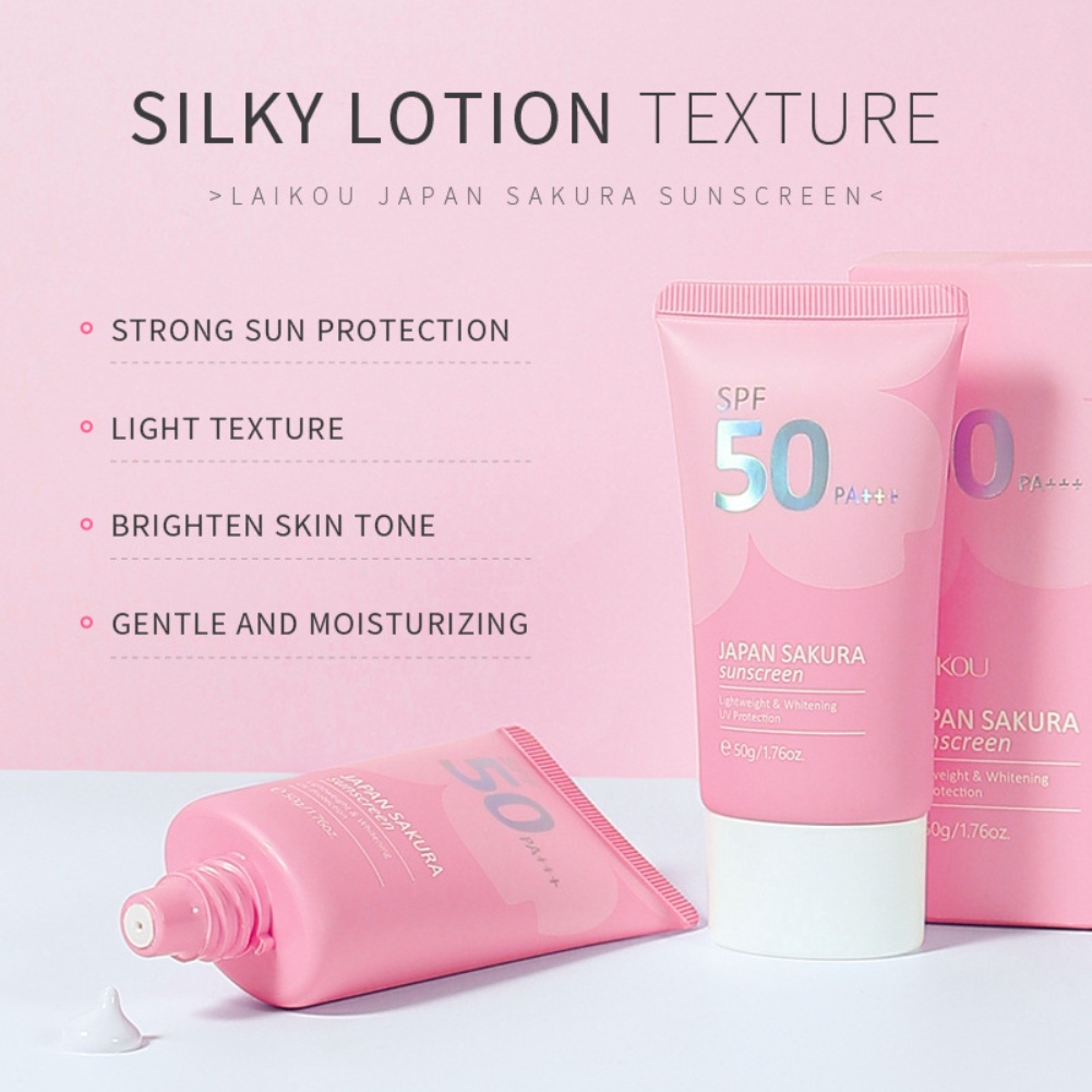 [Còn Hàng] LAIKOU Kem Chống Nắng Sakura Kem Bảo Vệ Chống Nắng Cho Mặt Kem Dưỡng Da Cách Ly Dạng Gel Spf50 Kem Dưỡng Ẩm Làm Sáng Da Mặt Tẩy Trắng