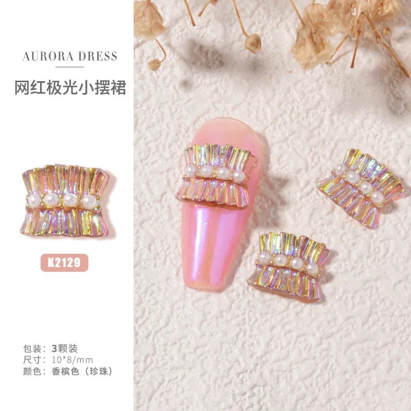 Set 3 charm nail nơ nhún ngọc Hàn Quốc hot 2021