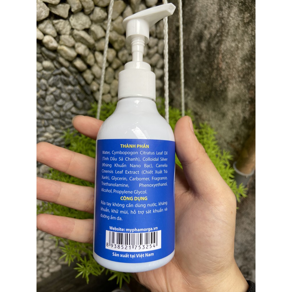 Nước rửa tay khô Le'ORGA Dr WASH Tinh Dầu Sả Chanh, kháng khuẩn Nano Bạc 180ml