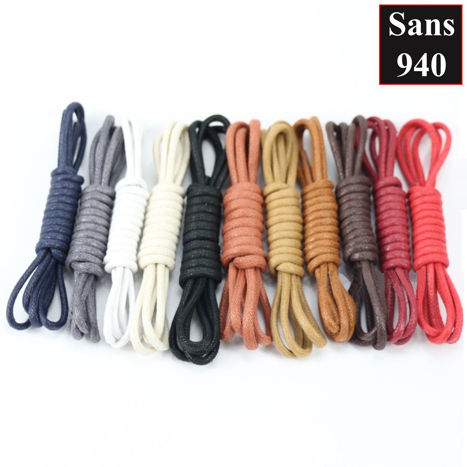 Dây giày tròn sáp 3mm buộc giầy da Sans940 boot bốt sneaker thể thao ngắn 60cm 70cm 80cm 90cm dài 1m 1m2 1m4 1m6 1m8