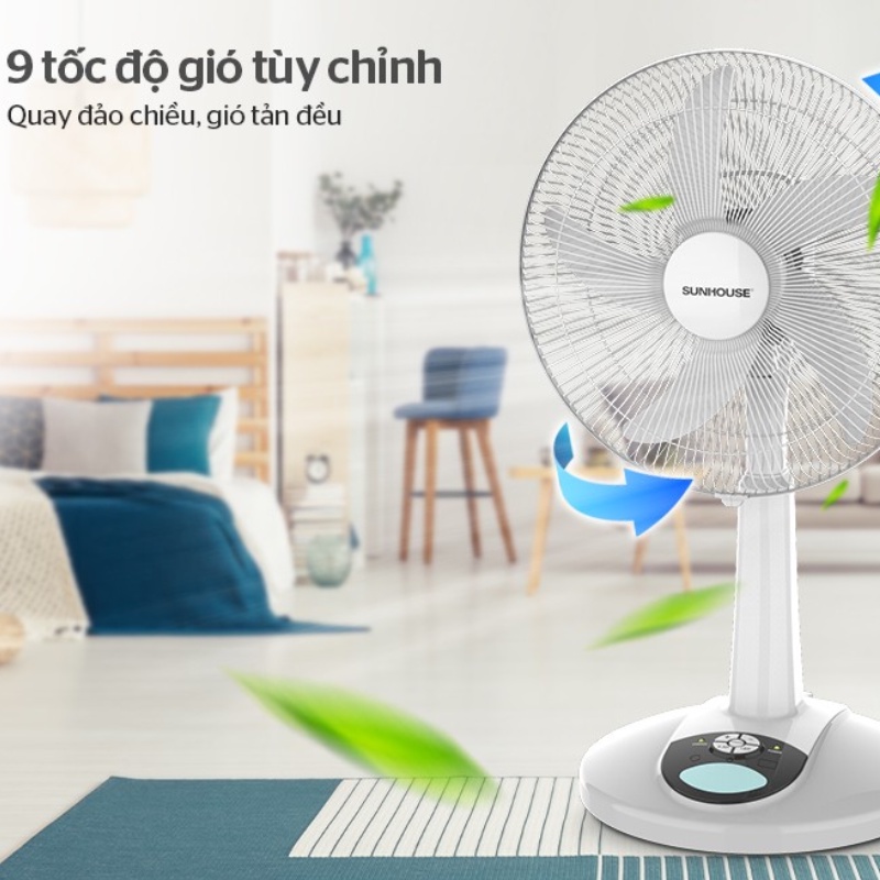 Quạt Tích Điện Sunhouse SHD7228 24W Quạt có Thể Linh Hoạt Điều Chỉnh Độ Cao Động Cơ Vận Hành Êm Ái Bền Bỉ