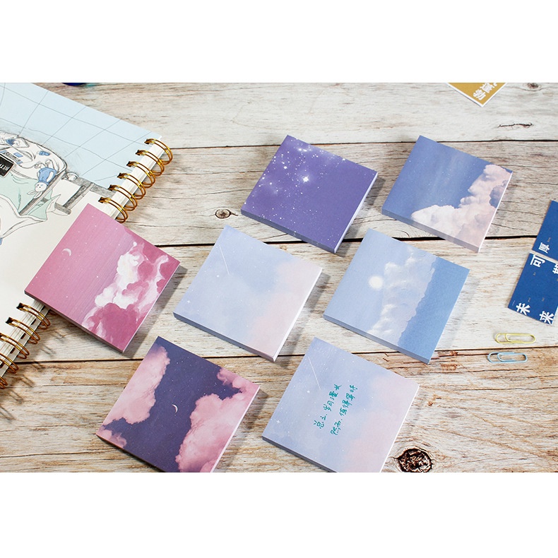 Giấy Note Ghi Chú Hình Vuông Họa Tiết Bầu Trời Sao Sáng Tạo