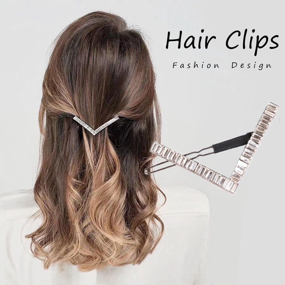 Kẹp tóc kim loại đính đá zircon sành điệu cho nữ