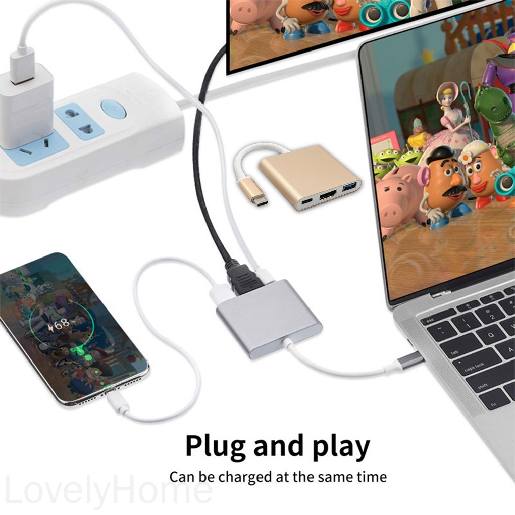 Hub Chuyển Đổi Type-C Sang Usb Hdmi-Compatible Usb 3.1 3 Trong 1