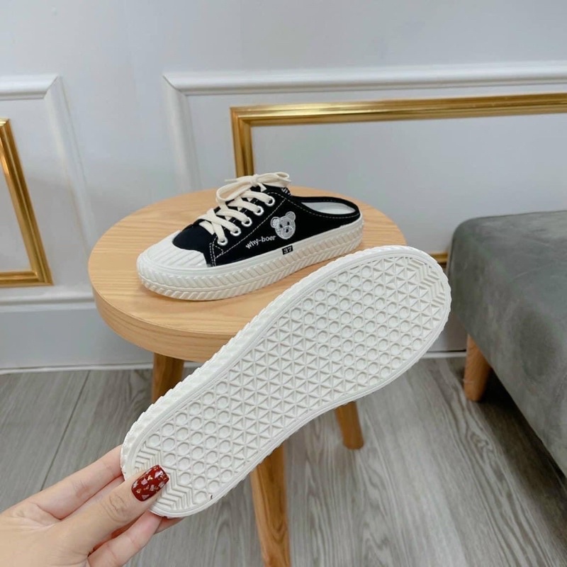 Giày sục thể thao họa tiết GG siêu hot - giày đạp gót 3 vạch phối màu