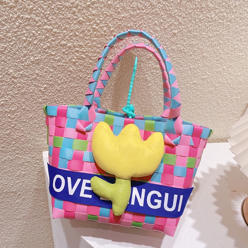 Túi Xách Hoa Tulip Ba Chiều Bằng Vải Cotton Dệt In Chữ Cá Tính Nhiều Màu Sắc