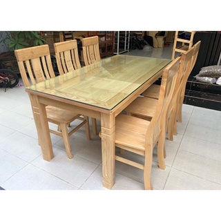 Bộ Bàn Ăn Gỗ Sồi Khuôn tranh 6 Ghế Màu Tự Nhiên , BỘ BÀN ĂN GỖ ,bàn ăn nhà bếp