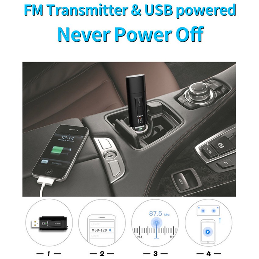 Bộ Thu Phát Âm Thanh Bluetooth 5.0 3.5mm Aux Usb Fm Cho Xe Hơi