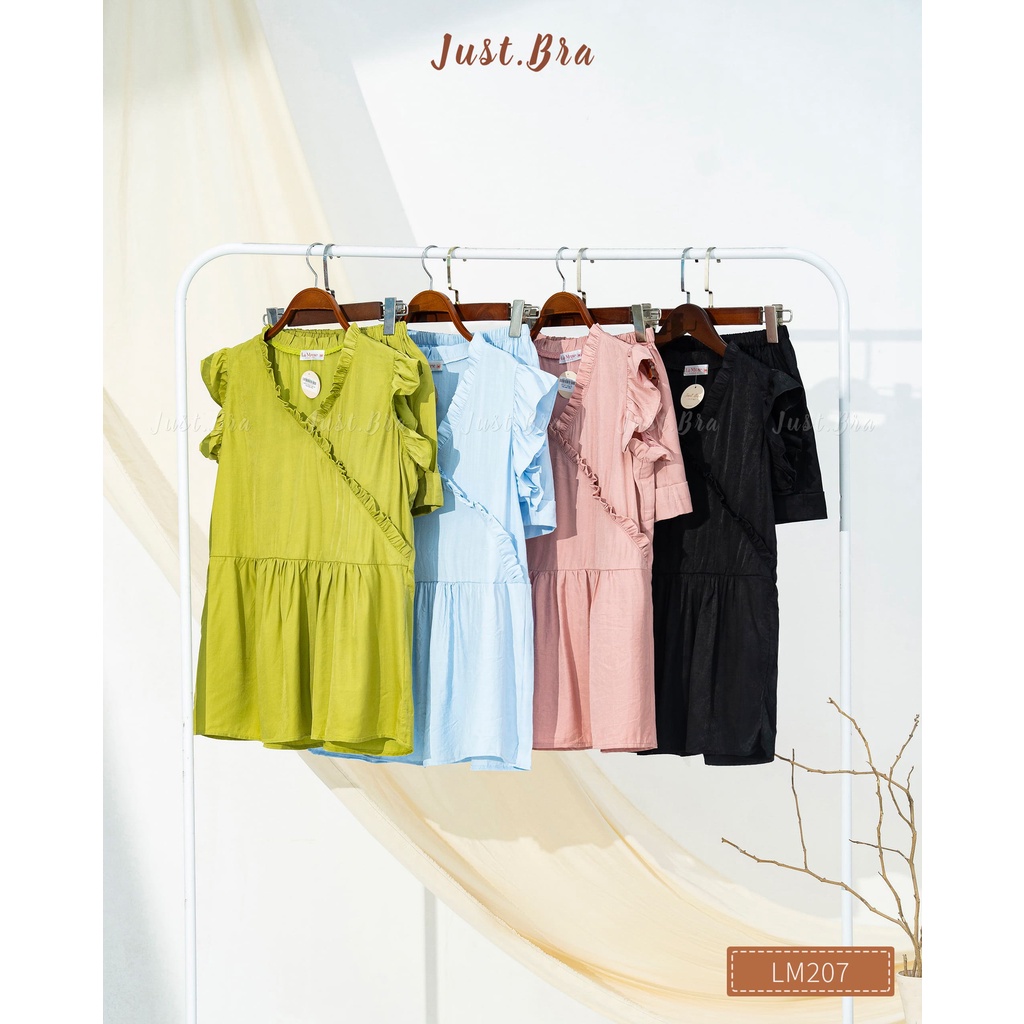 Bộ đồ ngủ nữ Just Bra chất liệu thô lụa, thiết kế viền bèo tiểu thư xinh xắn LM207