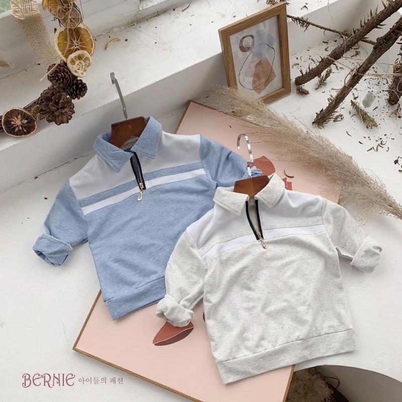 Bộ bé trai/bé gái BERNIE nỉ da cá kéo khoá Unisex cho bé 8-18kg