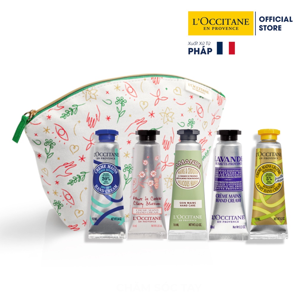 Túi quà tặng Bộ 5 tuýp kem dưỡng tay L'Occitane Hand Cream Set 10ml/tuýp hương ngẫu nhiên
