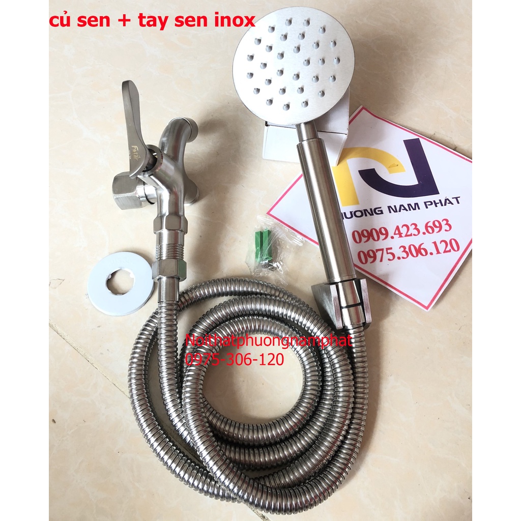 {TĂNG ÁP MẠNH} Combo Củ sen Tắm Lạnh INOX 304 F7001 Fotar và tay sen tắm dây sen đủ bộ, inox 304 chống han rỉ