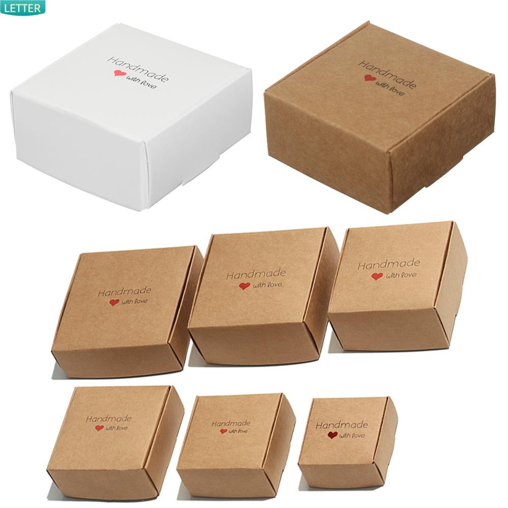 Set 10 Hộp Giấy Đựng Quà Tặng / Trang Sức Hình Vuông Nhiều Kích Thước Diy