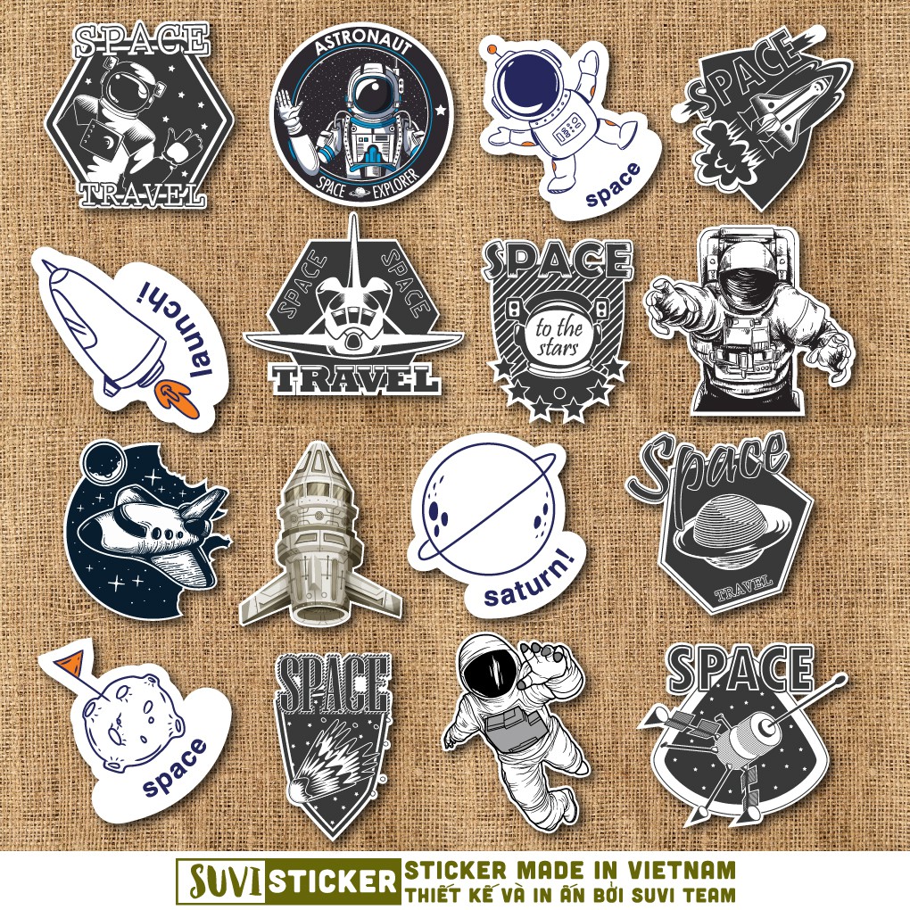 50 Sticker Phi Hành Gia chống nước sticker dán laptop, điện thoại, đàn guitar, mũ bảo hiểm, vali. MSP: SV165