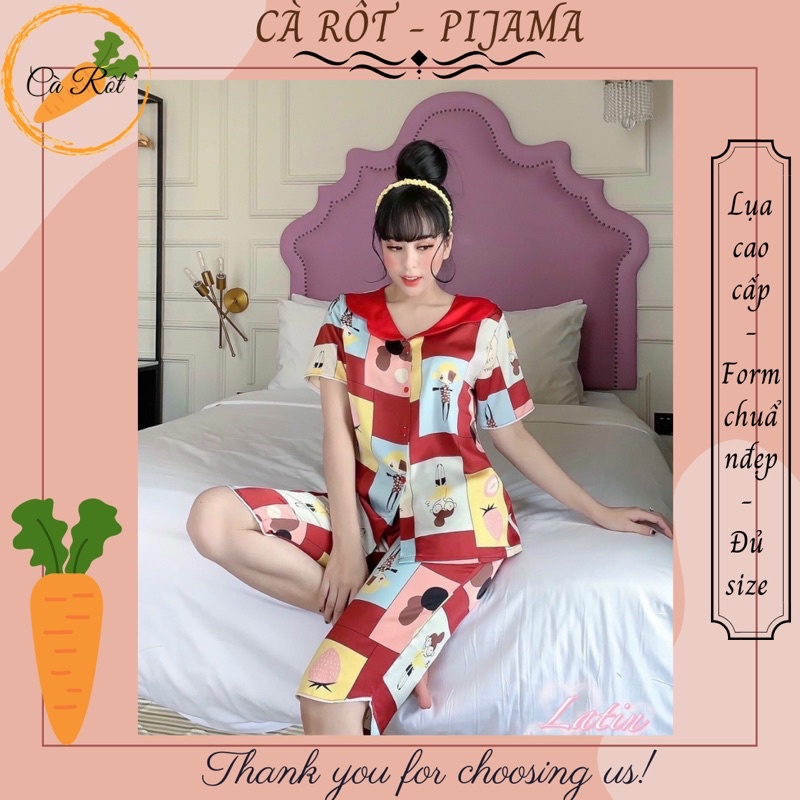 ⚜️ ĐỒ BỘ PIJAMA (FULLSIZE L-2XL) MẶC NHÀ, SAU SINH LỤA  TAY NGẮN IN 3D THIẾT KẾ SIÊU XINH