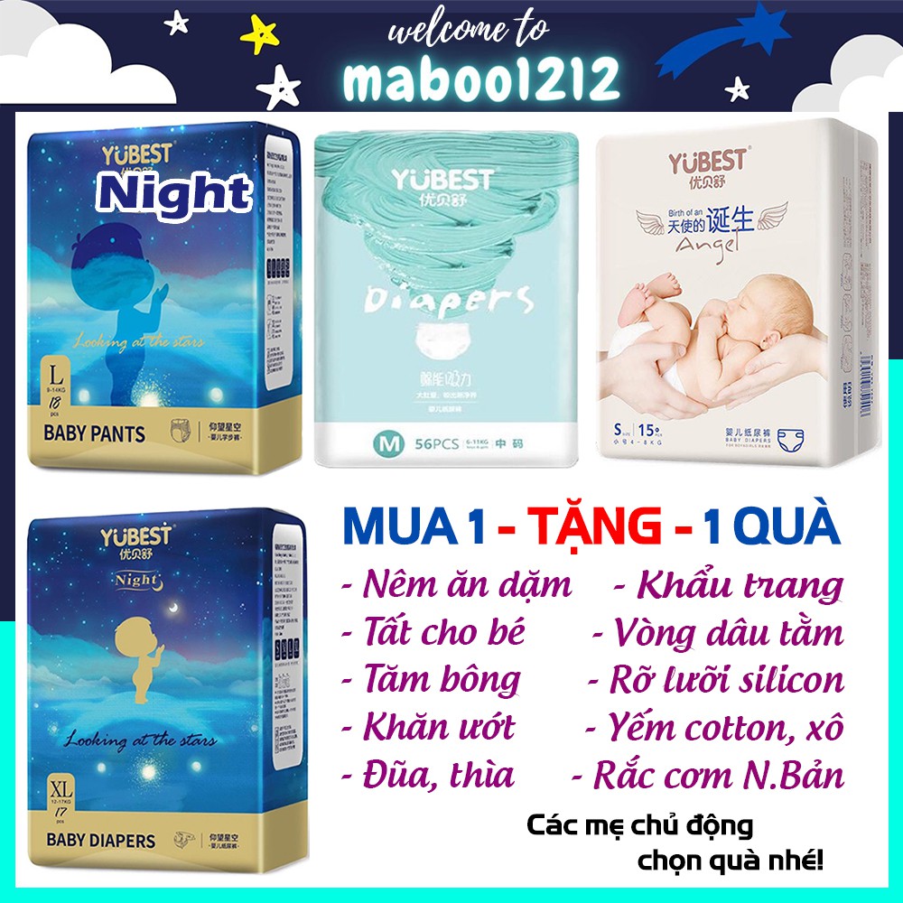 TCCN Bỉm Yubest 🍒FREESHIP🍒 Tã / Bỉm YUBEST Gold / Night / Angel / Natural / Core quần/dán S132/S90, M108, L96, Xl84