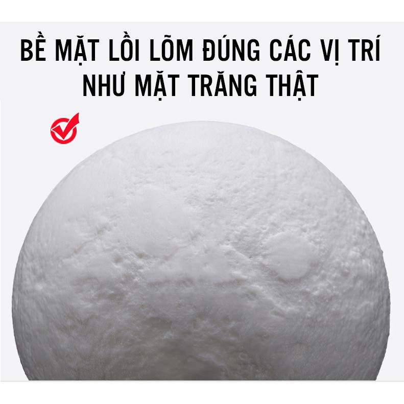 [ Hàng Loại 1 - Công nghệ in 3D ] Đèn Ngủ Mặt Trăng in hình theo yêu cầu từ máy in 3D - Đèn ngủ 16 màu có điều khiển