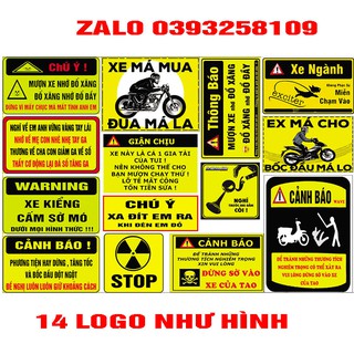 14 TEM CẢNH BÁO TRANG TRÍ XE OTO XE MÁY
