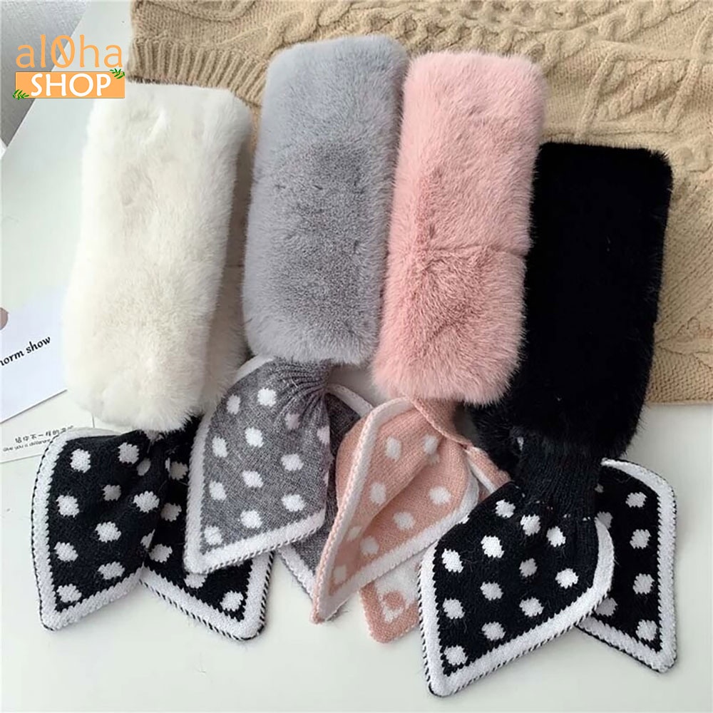 Khăn Quàng Cổ Lông Thỏ hình nơ dày dặn giữ ấm mềm mịn, dễ thương - al0ha Shop