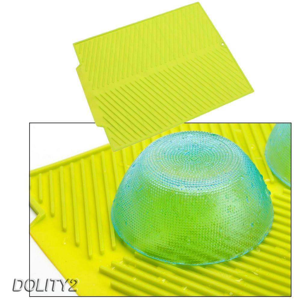 [Dolity2] 43x33.5cm Miếng Lót Silicon Phơi Khô Chén Dĩa Chịu Nhiệt Màu Xanh Lá