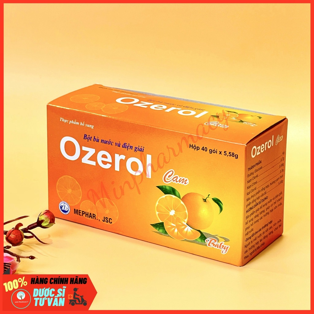 Bột oresol bù nước và điện giải OZEROL Cam (Mephar Co.pharma) hộp 40 gói x 5,58g - Minpharmacy