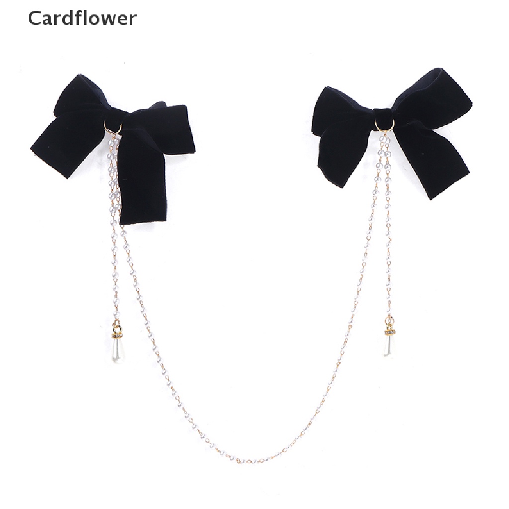 &lt; Cardflower &gt; Kẹp Tóc Dạng Chuỗi Hạt Ngọc Trai Nơ Tua Rua Lò Xo Bằng Ruy Băng Nhung Cho Nữ Đang Giảm Giá