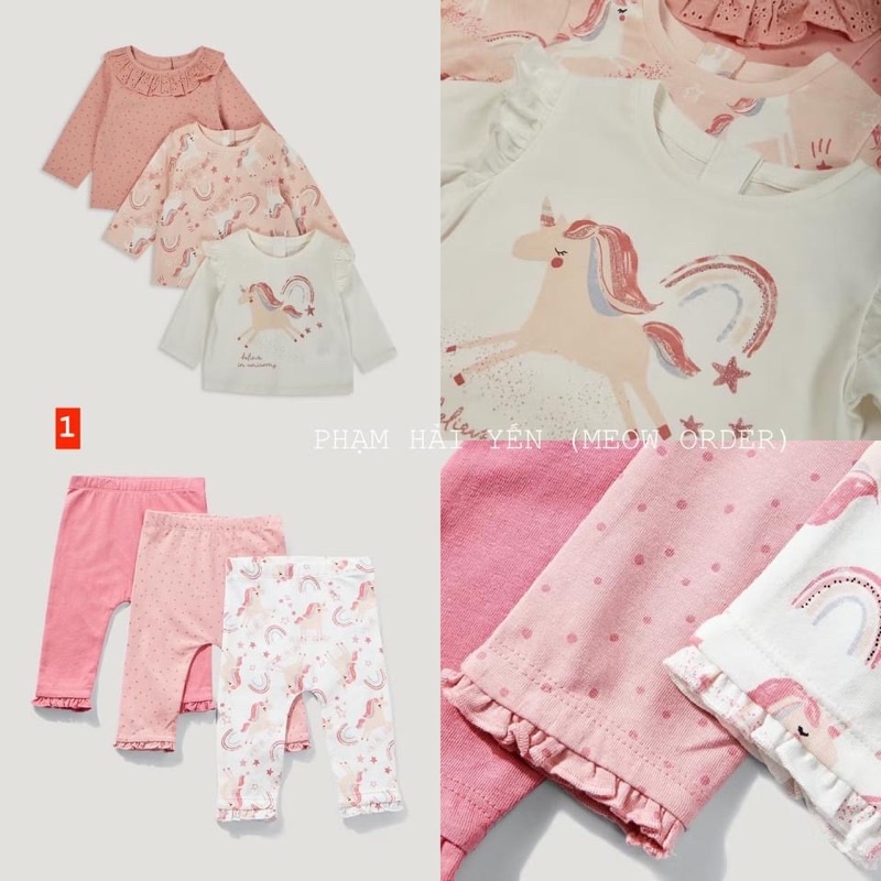 Set3 bộ thun dài tone hồng bé gái, hàng Mata.l@n UK săn SALE