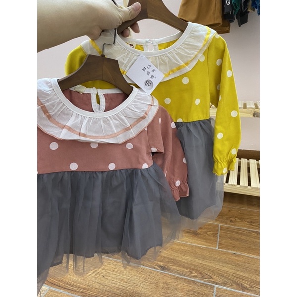 Váy Chấm Bi Cho Bé Gái Size 0-3 Tuổi