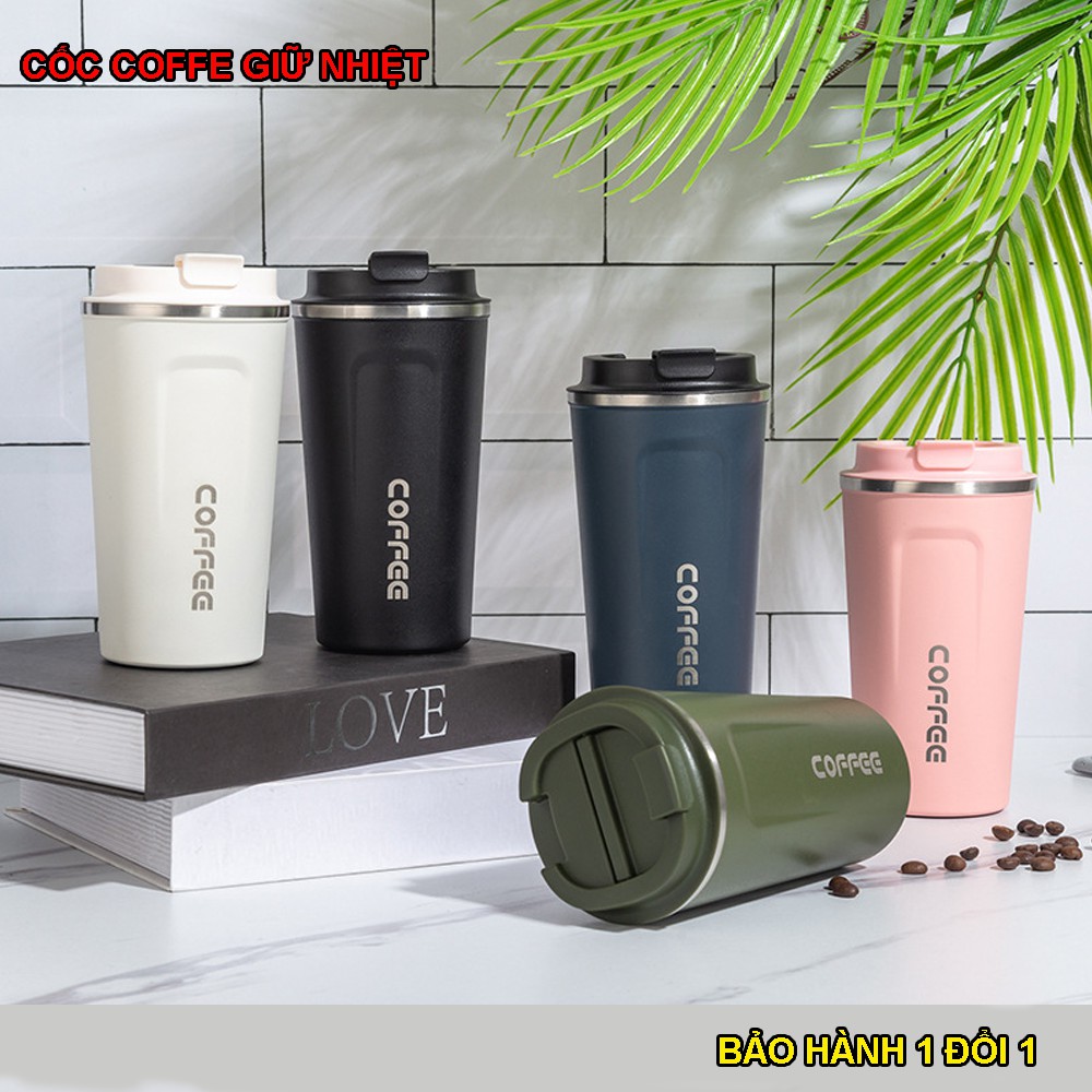 Cốc coffee giữ nhiệt có 2 lớp cách nhiệt an toàn tiện lợi dung tích 380ml-420ml