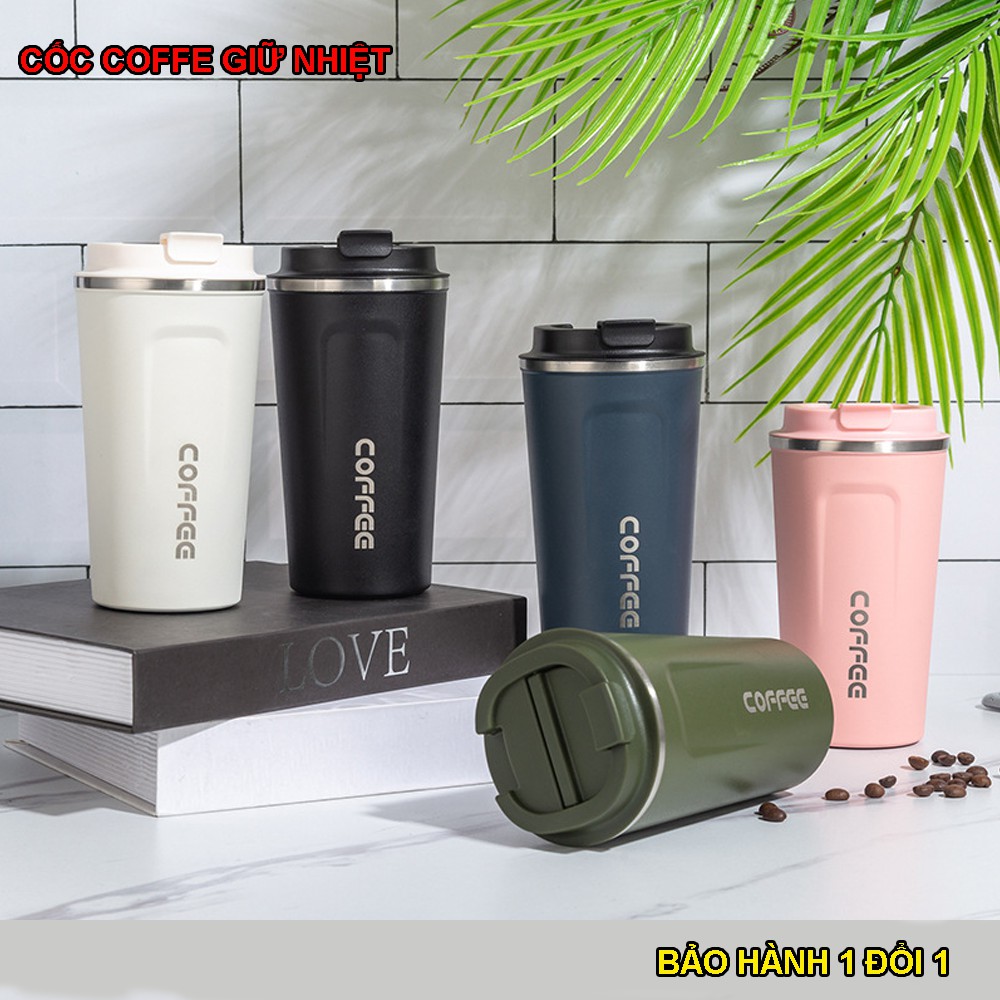 [ KHUYẾN MÃI ] Cốc coffe giữ nhiệt có 2 lớp cách nhiệt an toàn tiện lợi  kích cỡ 380ml-510ml