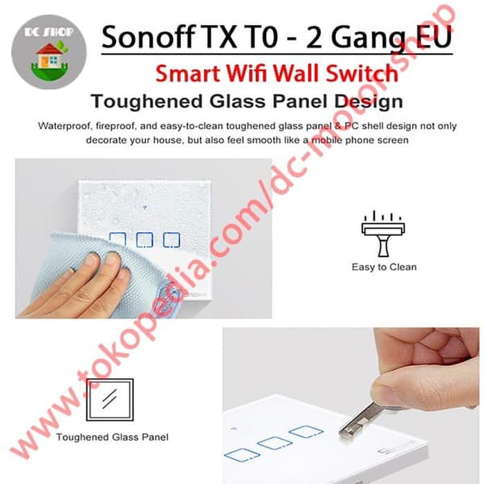 Công Tắc Cảm Ứng Thông Minh Sonoff Touch Tx T0 Eu 2gang / 2 Kênh