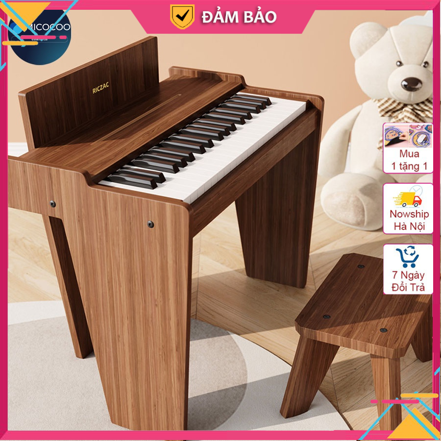 Piano gỗ Ric.zac kèm ghế ngồi, Đàn piano điện 37 phím nhập khẩu Đức độ bền cao, chất lượng âm thanh vượt trội