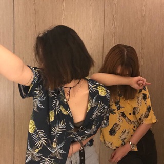 Áo Sơ Mi Họa Tiết Dứa ( ảnh thật )