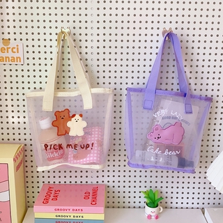 Túi xách vải lưới dùng đựng đồ trang điểm xinh xắn tiện dụng cho nữ