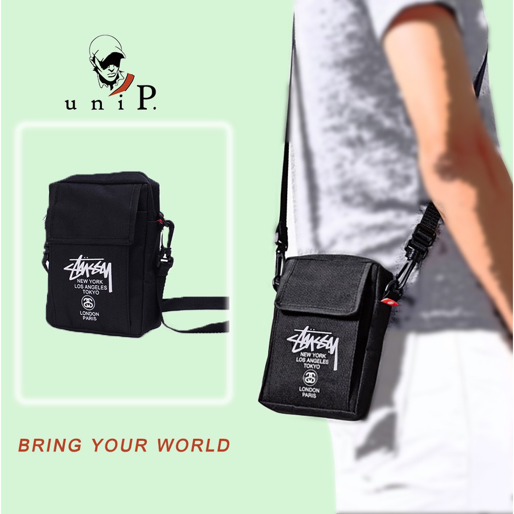 Túi Đeo Chéo mini Stussy vải Oxford đen