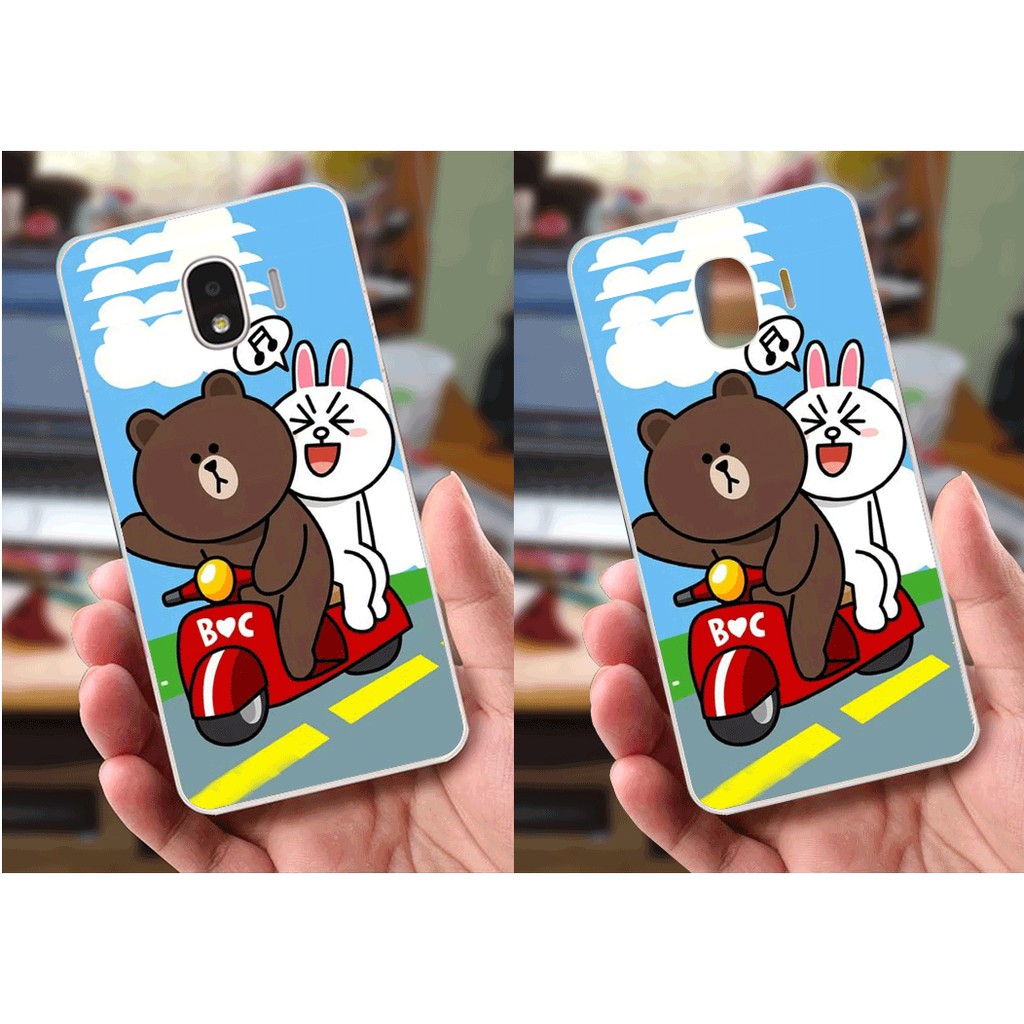 Ốp lưng Samsung J2 Pro (2018) (dẻo viền trắng trong) - Hinh Gấu Brown, Panda Cực Dễ Thương