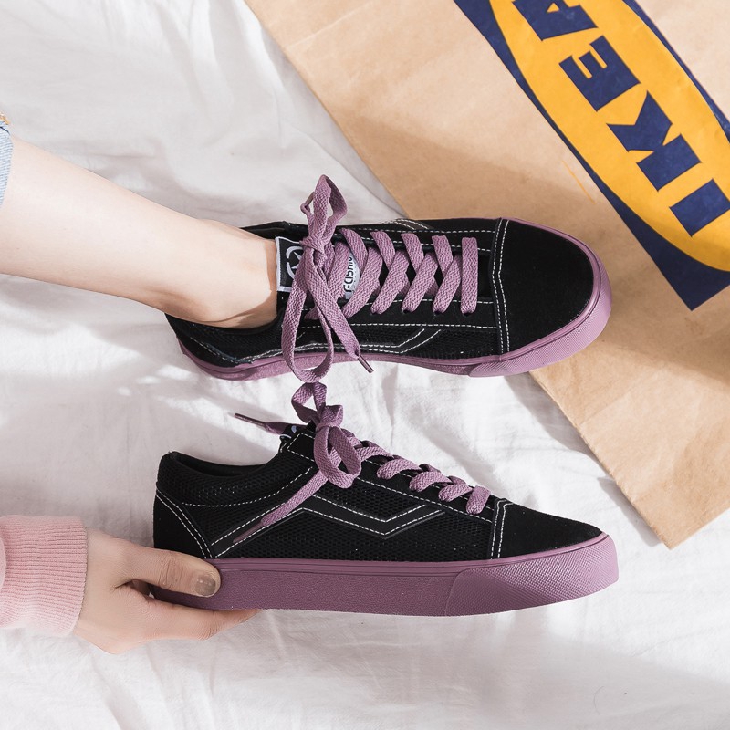 Giày Thể Thao Canvas Đế Bằng Thời Trang Cho Nữ