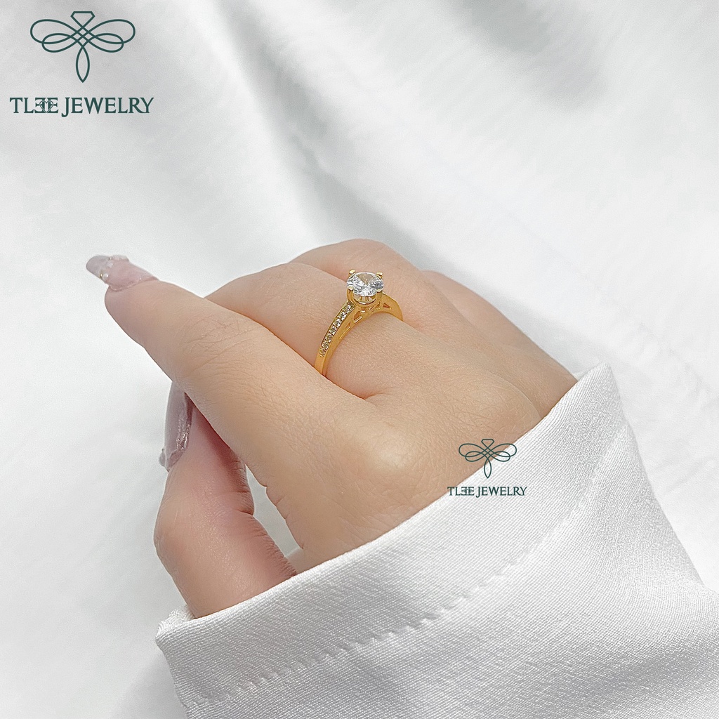 Nhẫn bạc nữ TLEE bốn chấu mạ vàng 14k sang tay TleeJewelry A0147