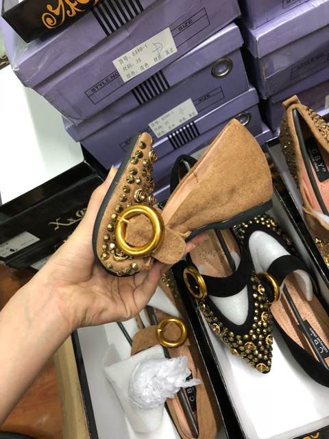 Giày búp bê đính đá quai ngang | BigBuy360 - bigbuy360.vn