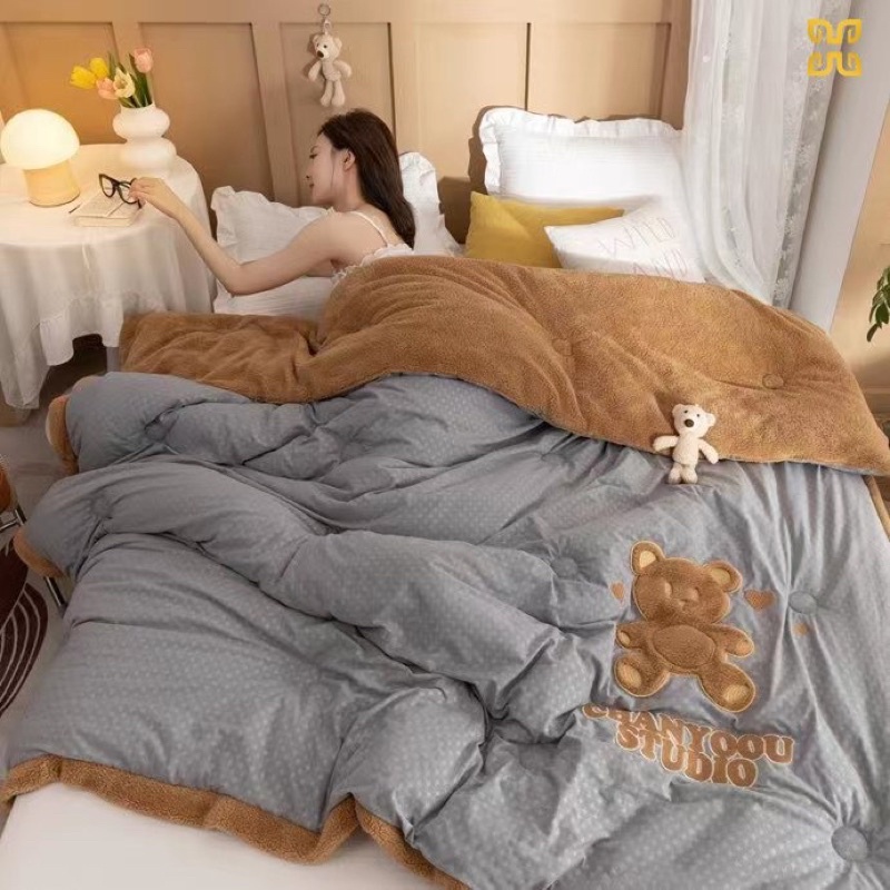 Chăn đông đậu nành tơ tằm set Nhật Bản nặng 4kg