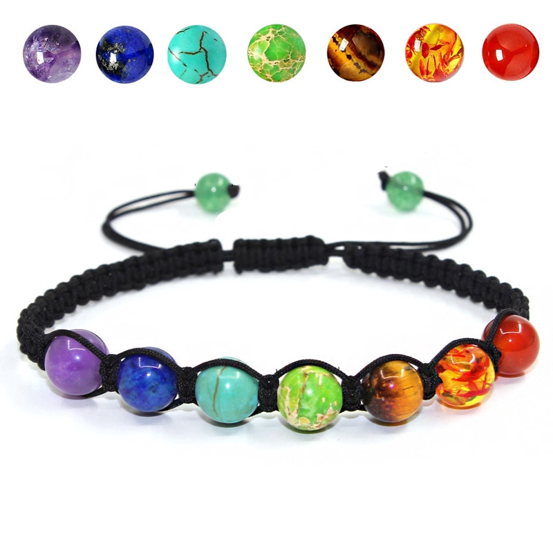 Vòng tay đá 7 màu chakra trị liệu tiện dụng