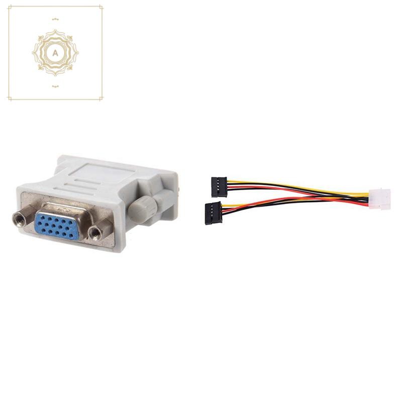 Small Adapter 24 + 1 (DVI-D Dual Link: Male) X VGA Female with LP4 to 2 SATA Internal Power Splitter Cable