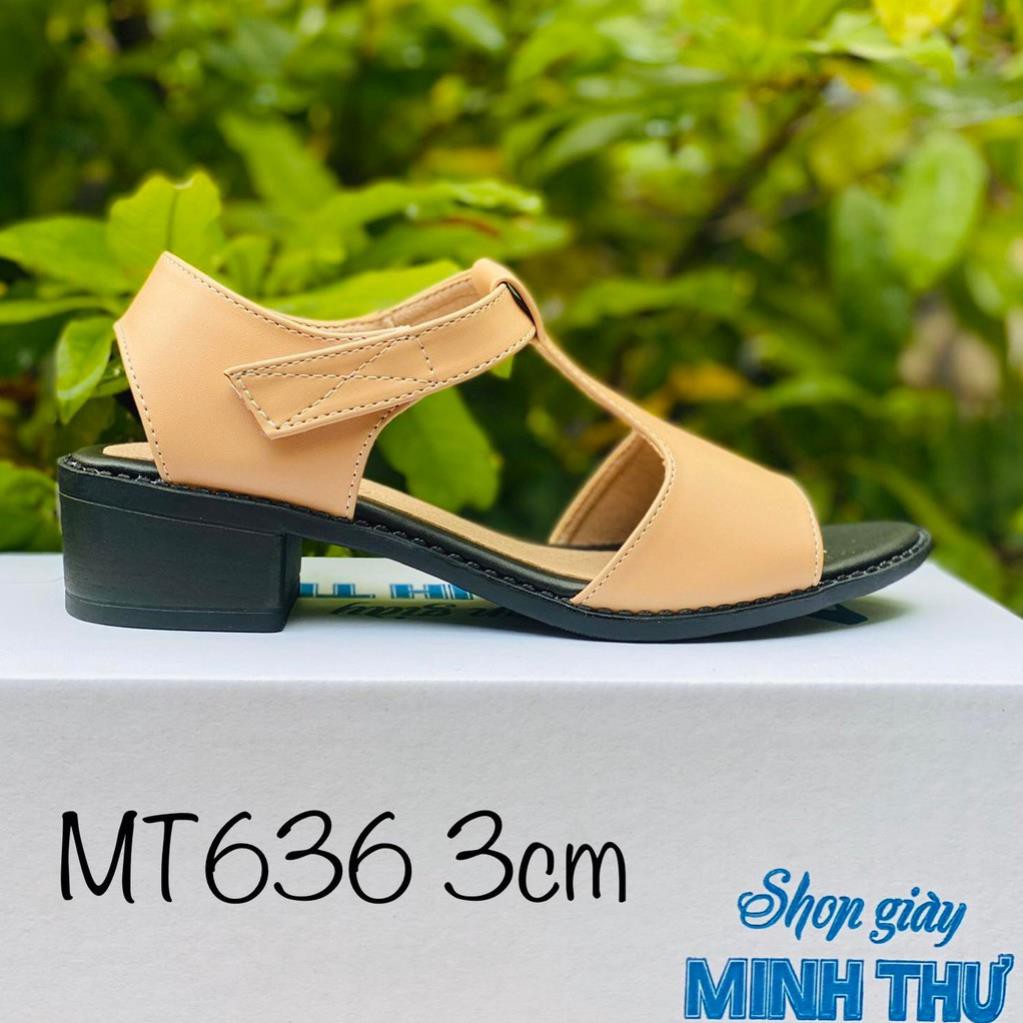 [shop giày minh thư] Giày Sandal Khoét Eo 3cm, Quai Dán MT636 -x2q " * : ⁶ '