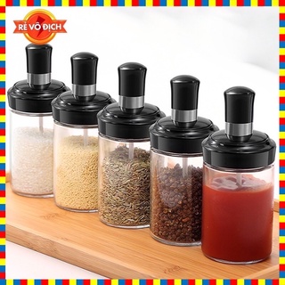 Hũ đựng gia vị có thìa thông minh-Hộp gia vị thủy tinh kèm thìa
