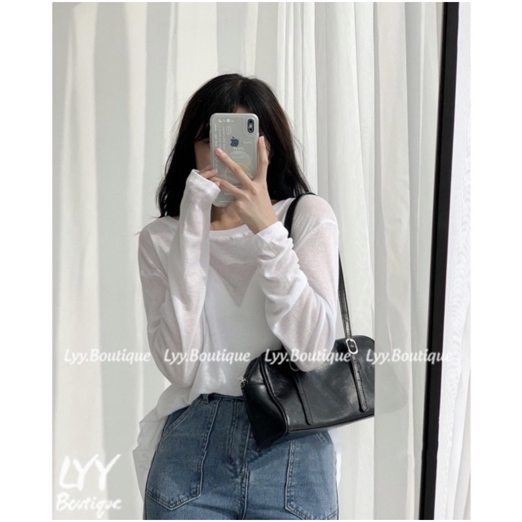 Áo Thun Cổ Tròn Dài Tay, áo thun nữ sweater chất cotton giấy mềm mại nữ tính