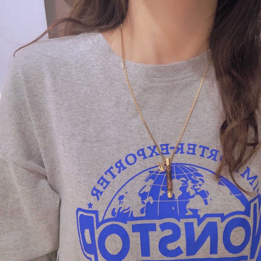 LOUIS VUITTON Vòng cổ Thép Titan Họa Tiết Lv Sang Trọng Cho Nam Nữ