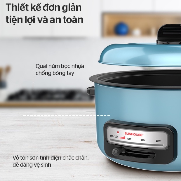 Nồi lẩu điện Sunhouse SHD4527 dung tích 3,5L bảo hành chính hãng 12 tháng