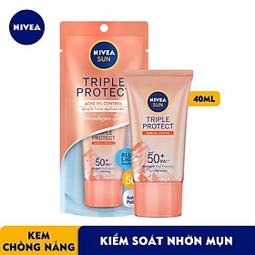 (CAM) Kem Chống Nắng Dưỡng Da Kiểm Soát Nhờn Mụn NIVEA SUN Triple Protect Acne Oil Control SPF50+ PA+++ 40ML