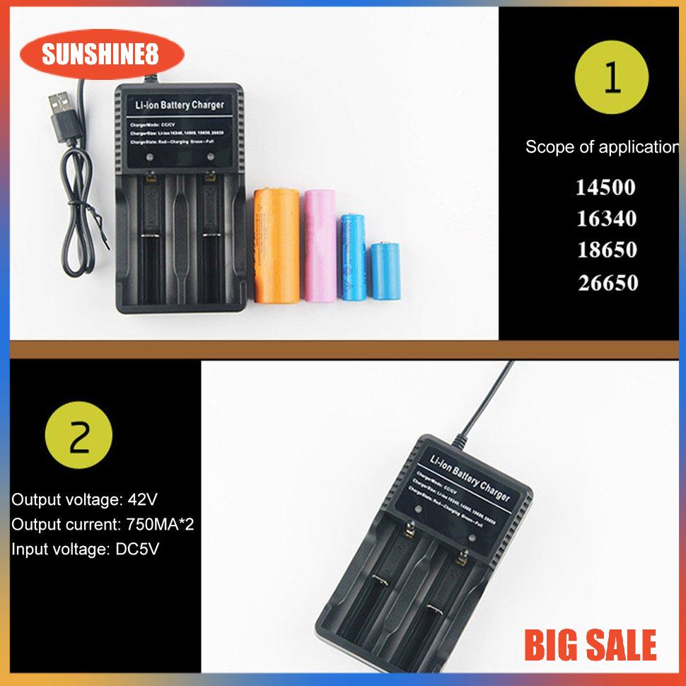 Bộ sạc pin thông minh 2 ngăn USB cho Li-ion 18650